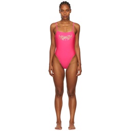 SSENSE Exclusive Pink Polyester One Piece Swimsuit 221236F103000