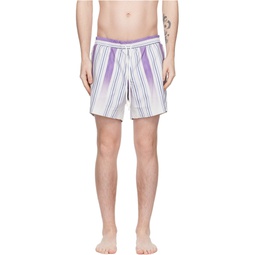 Purple Striped Swim Suit 231583M208008