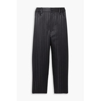 Cropped striped satin tapered pants