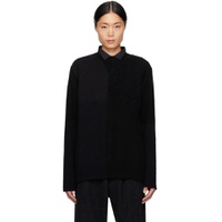 Black Paneled Sweater 232057M201000