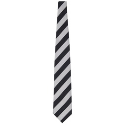 Black   Silver Striped Tie 222058M158005