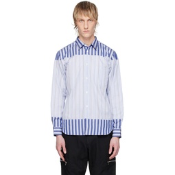 White   Blue Striped Shirt 241058M192007