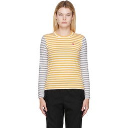 Green & Gray Striped T-Shirt 222246F110050