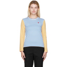 Blue & Yellow Striped T-Shirt 222246F110052