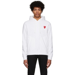 White Layered Double Heart Hoodie 221246M202001