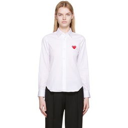 White & Red Heart Patch Shirt 222246F109000