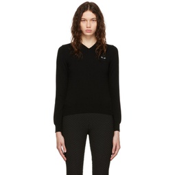 Black Embroidered Sweater 222246F100002
