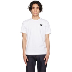 White & Black Heart Patch T-Shirt 232246M213009