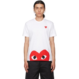 White & Red Half Heart T-Shirt 212246M213007