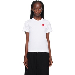 White Double Heart T-Shirt 231246F110020