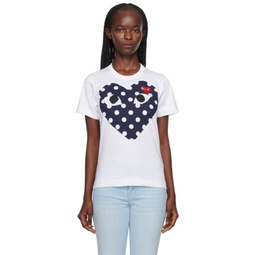 White Big Double Polka Dot Heart T-Shirt 232246F110000