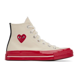 Off-White & Red Converse Edition PLAY Chuck 70 High-Top Sneakers 231246F127001