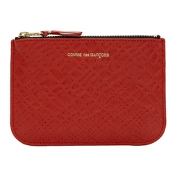 Red Small Embossed Roots Pouch 222230F045006