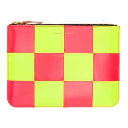 Pink & Yellow Fluo Squares Pouch 221230F045009