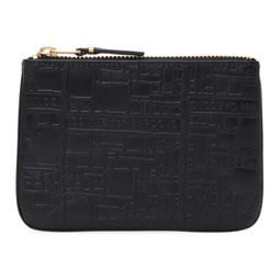 Black Embossed Pouch 231230M171008