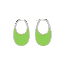 Silver   Green Medium Swipe Earrings 231325F022003