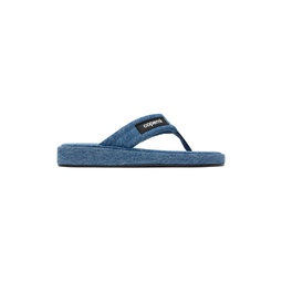 Blue Denim Branded Flip Flops 241325F124000
