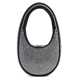 Black Crystal Embellished Mini Swipe Bag 241325F046006