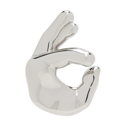Silver Emoji Ok Single Earring 241325M144003