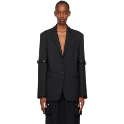 Black Hybrid Oversized Tailored Blazer 241325F057004