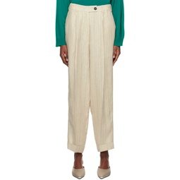 Beige Loose Fit Trousers 241909F087008