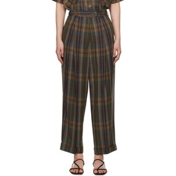 Brown Checkered Trousers 241909F087020