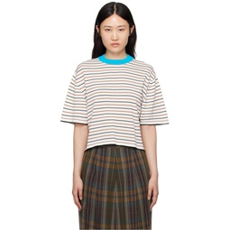 Blue   White Striped T Shirt 241909F110004