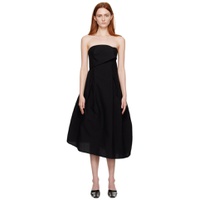 Black Strapless Midi Dress 231909F055029