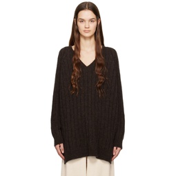 Brown Oversized Sweater 231909F100000
