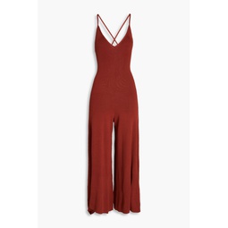 Lulie cropped knitted wide-leg jumpsuit