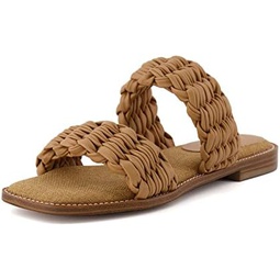 CUSHIONAIRE Womens Vibe braided two band sandal +Memory Foam, Wide Widths Available
