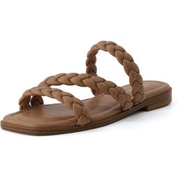 CUSHIONAIRE Womens Venice braided slide sandal +Memory Foam, Wide Widths Available, Cafe 11