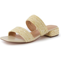 CUSHIONAIRE Womens Niki Raffia low block heel sandal +Memory Foam and Wide Widths Available