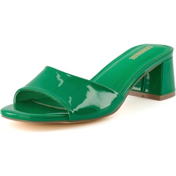 CUSHIONAIRE Womens Taboo one band dress sandal with +Memory Foam and Wide Widths Available, Kelly Green Patent 9