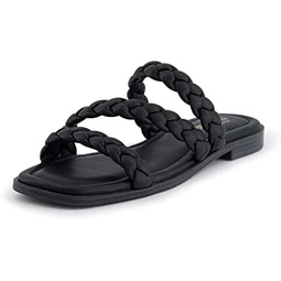 CUSHIONAIRE Womens Venice braided slide sandal +Memory Foam, Wide Widths Available