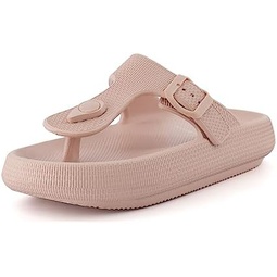 CUSHIONAIRE Womens Flo thong recovery cloud pool slide sandal with +Comfort