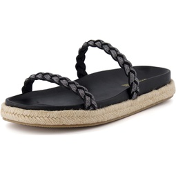 CUSHIONAIRE Womens Nutmeg Espadrille footbed sandal with +Comfort, Wide Widths Available, Black 9.5