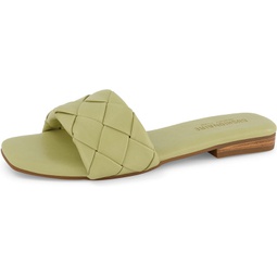 CUSHIONAIRE Womens Franca woven slide sandal +Memory Foam, Wide Widths Available, Sage 9