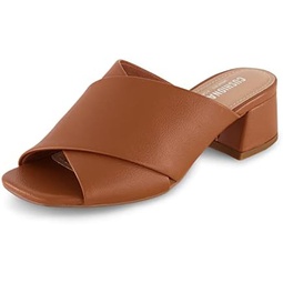CUSHIONAIRE Garland cross band block heel sandal +Memory Foam, Wide Widths Available