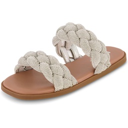 CUSHIONAIRE Womens Natasha rhinestone braided slide sandal +Memory Foam, Wide Widths Available