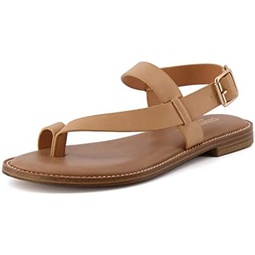 CUSHIONAIRE Womens Lennox toe loop sandal +Memory Foam, Wide Widths Available