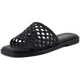 CUSHIONAIRE Womens Temptest basket weave slide sandal +Memory Foam, Wide Widths Available