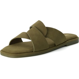 CUSHIONAIRE Womens Tribune slide sandal +Memory Foam, Wide Widths Available, Olive 8 W
