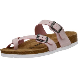 CUSHIONAIRE Womens Luna Cork footbed Sandal with +Comfort, Pink Vegan Suede 9