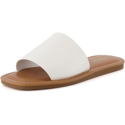 CUSHIONAIRE Womens Spicy slide Sandal with Memory Foam, White 7.5
