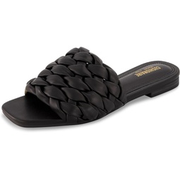 CUSHIONAIRE Womens Aramis woven slide sandal +Memory Foam, Wide Widths Available, Black 9
