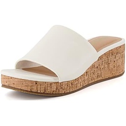 CUSHIONAIRE Womens Nano cork wedge sandal +Memory Foam, Wide Widths Available
