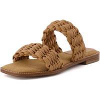 CUSHIONAIRE Womens Vibe braided two band sandal +Memory Foam, Wide Widths Available, Tan 6.5 W