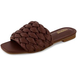 CUSHIONAIRE Womens Aramis woven slide sandal +Memory Foam, Wide Widths Available