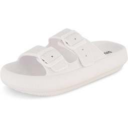 CUSHIONAIRE Womens Fame recovery slide sandals with +Comfort, White 12